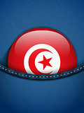 Tunisia Flag Button in Jeans Pocket