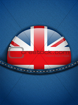 UK Flag Button in Jeans Pocket