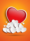 Mother Day Heart Clouds on Orange Background