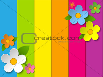 Beautiful Spring Flowers Rainbow Background 