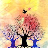 trees and love bird