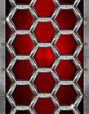 Hexagons Grunge Red and Metal Background