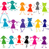 Set of doodle silhouettes of kids