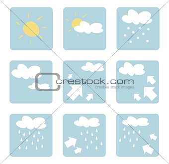 Weather icons vector illustrations - clip art isolated on white background.