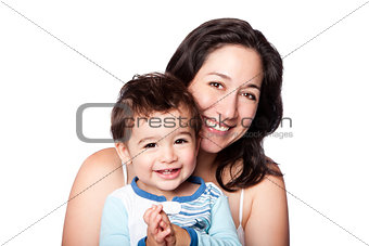Mother and baby toddler son