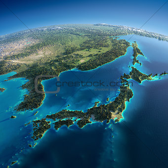 Detailed Earth. Japan and Korea