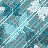 Seamless gray pattern with butterflies
