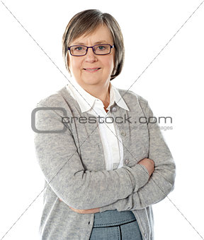 Elderly corporate woman posing in style