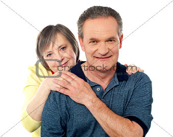 Attractive senior couple being playful