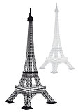 Eiffel tower silhouette, vector