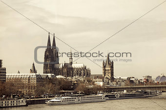 Cologne Cathedral and river Rhine