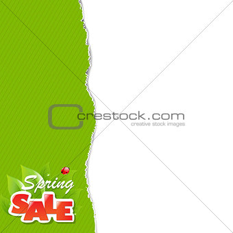 Green Torn Paper Borders And Sale Label