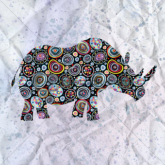 ornamental silhouette of rhinoceros