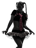 sexy woman in schoolgirl costume portrait  silhouette