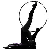Rhythmic Gymnastics with hula hoop woman silhouette