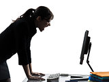business woman computer computing  screaming angry silhouette