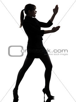 business woman karate self defense silhouette