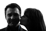 couple woman kissing man silhouette