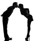 couple woman man kissing full length silhouette
