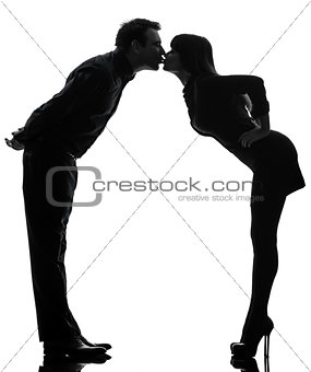 couple woman man kissing full length silhouette