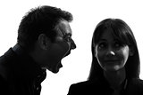 couple man screaming to a woman  silhouette