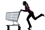woman with empty shopping cart silhouette
