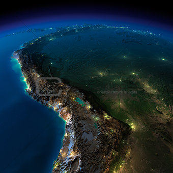 Night Earth. A piece of South America - Bolivia, Peru