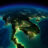 Night Earth. A piece of Asia - Indochina peninsula