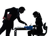 business woman man couple silhouette