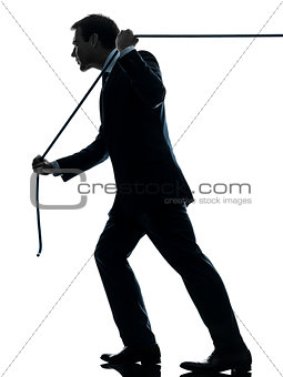 business man pulling a rope silhouette