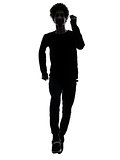 handsome african young man running  silhouette