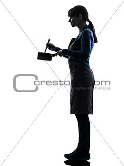 woman cooking mixing saucepan silhouette