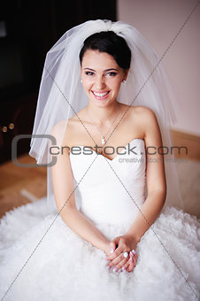 Gorgeous bride smiles