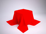 Box covered with red cloth