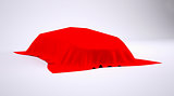 Car covered with red cloth