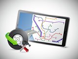 car wheel and gps tablet
