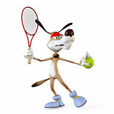 Illustration on a subject a dog the tennis player.