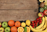 Fruits on a wooden board