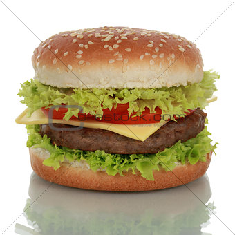 Cheeseburger, isolated on a white background