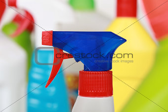 Plastic detergent bottles, cleaning products