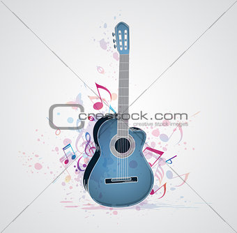 Background with blue guitar