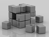 metal cube assembling from blocks