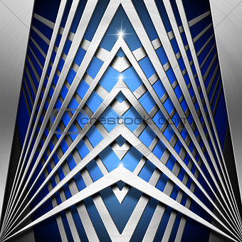 Blue and Metal Geometric Background