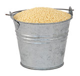 Cous cous in a miniature metal bucket