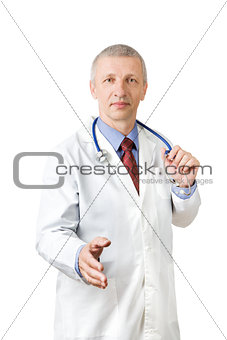 Senior doctor ready for a handshake