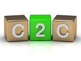 C2C Client to Client symbol on gold and green cubes 
