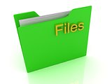 Green computer folder and yellow sign Files