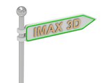 3d rendering of sign with gold "IMAX 3D"