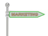 3d rendering of sign with gold "MARKETING"