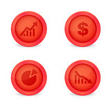 Financial signs on glossy icons